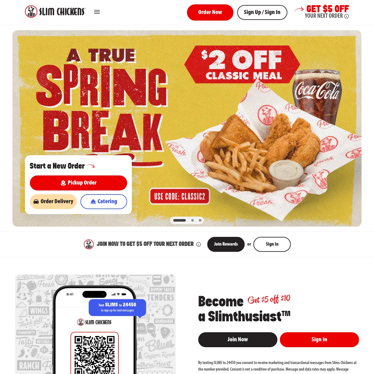 Slim Chickens website screenshot